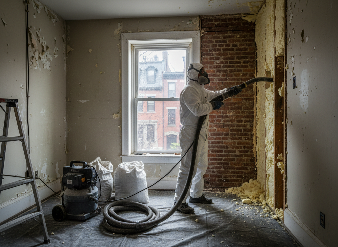 Cavity wall spray foam removal in Boston
