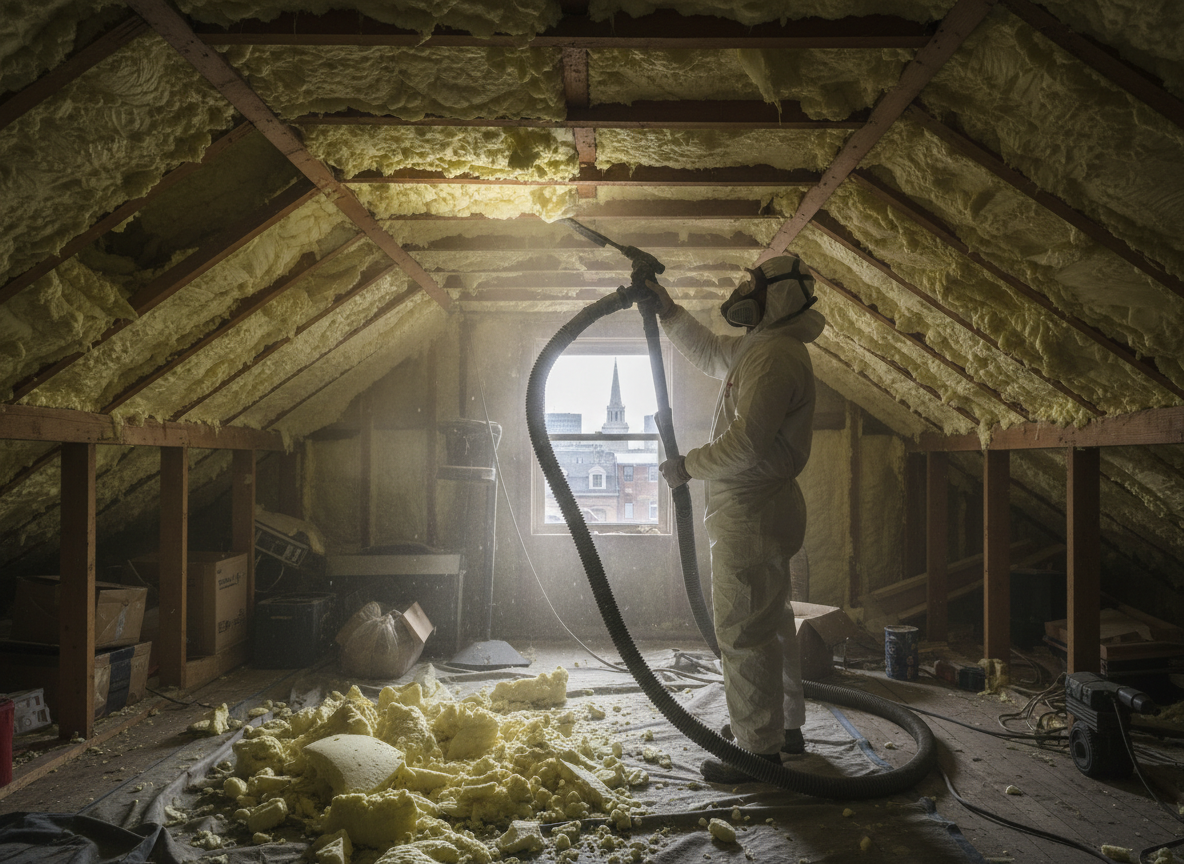 loft spray foam removal in Boston