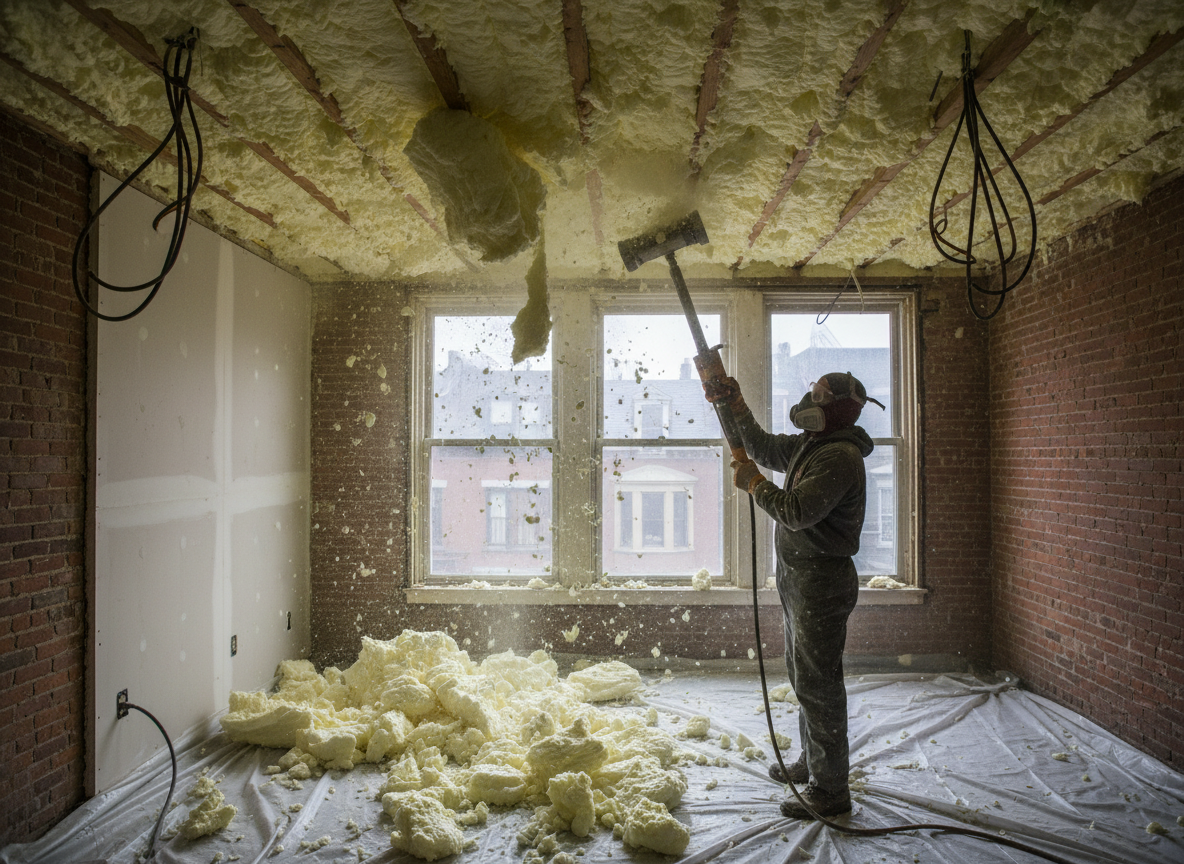 open cell spray foam removal in Boston
