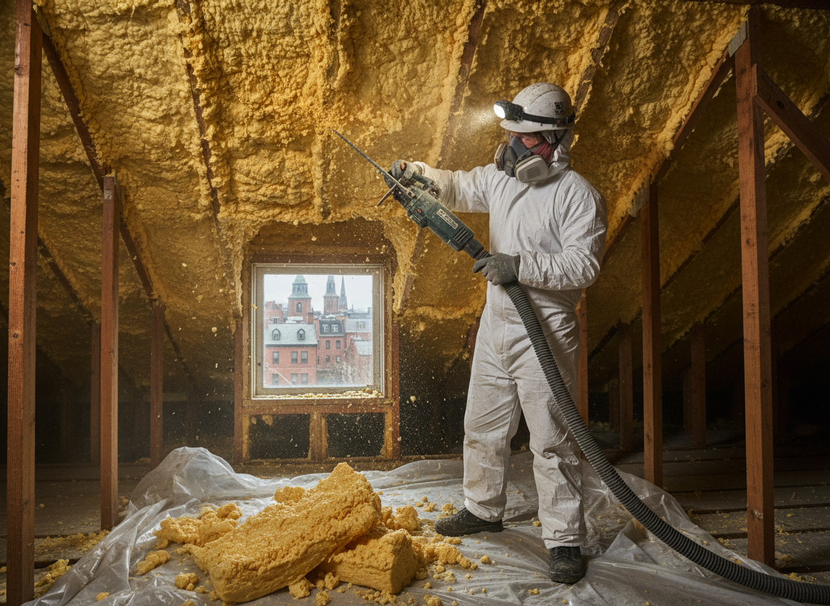 spray foam insulation removal in Boston